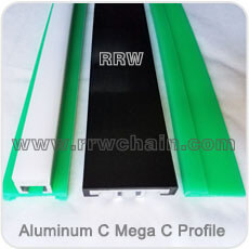 Plastic UHMW PE Chain Tracks Aluminum C Mega C Profile Black Wear Strip Green