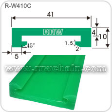 Plastic UHMW PE Slat Chain Tracks Mega C Profile 41mm Green Wearstrip